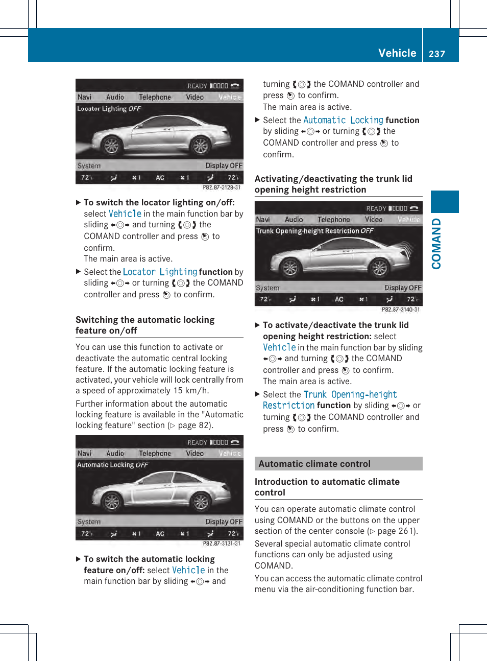 Comand, Vehicle | Mercedes-Benz CL-Class 2013 Owners Manual User Manual | Page 239 / 494