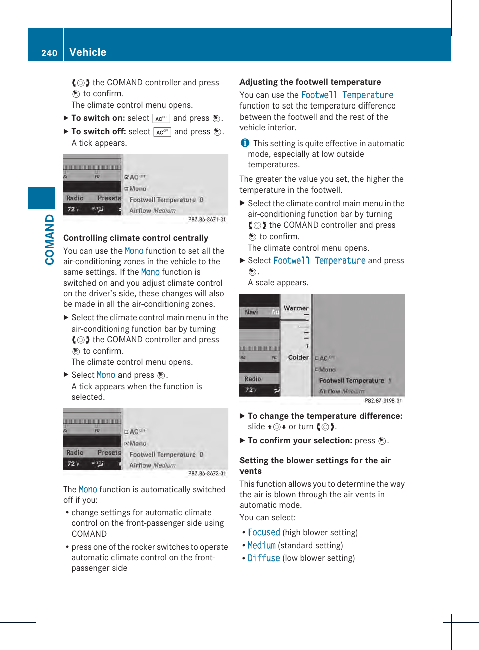 Coman d, Vehicle | Mercedes-Benz CL-Class 2013 Owners Manual User Manual | Page 242 / 494