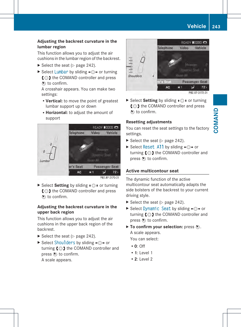 Comand, Vehicle | Mercedes-Benz CL-Class 2013 Owners Manual User Manual | Page 245 / 494