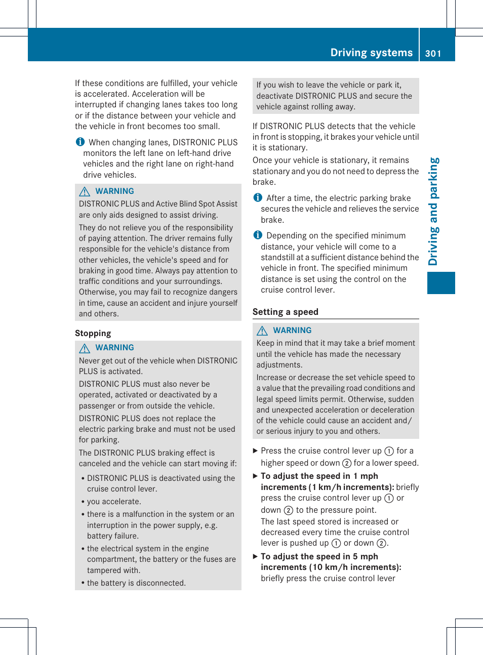 Driving and parking, Driving systems | Mercedes-Benz CL-Class 2013 Owners Manual User Manual | Page 303 / 494