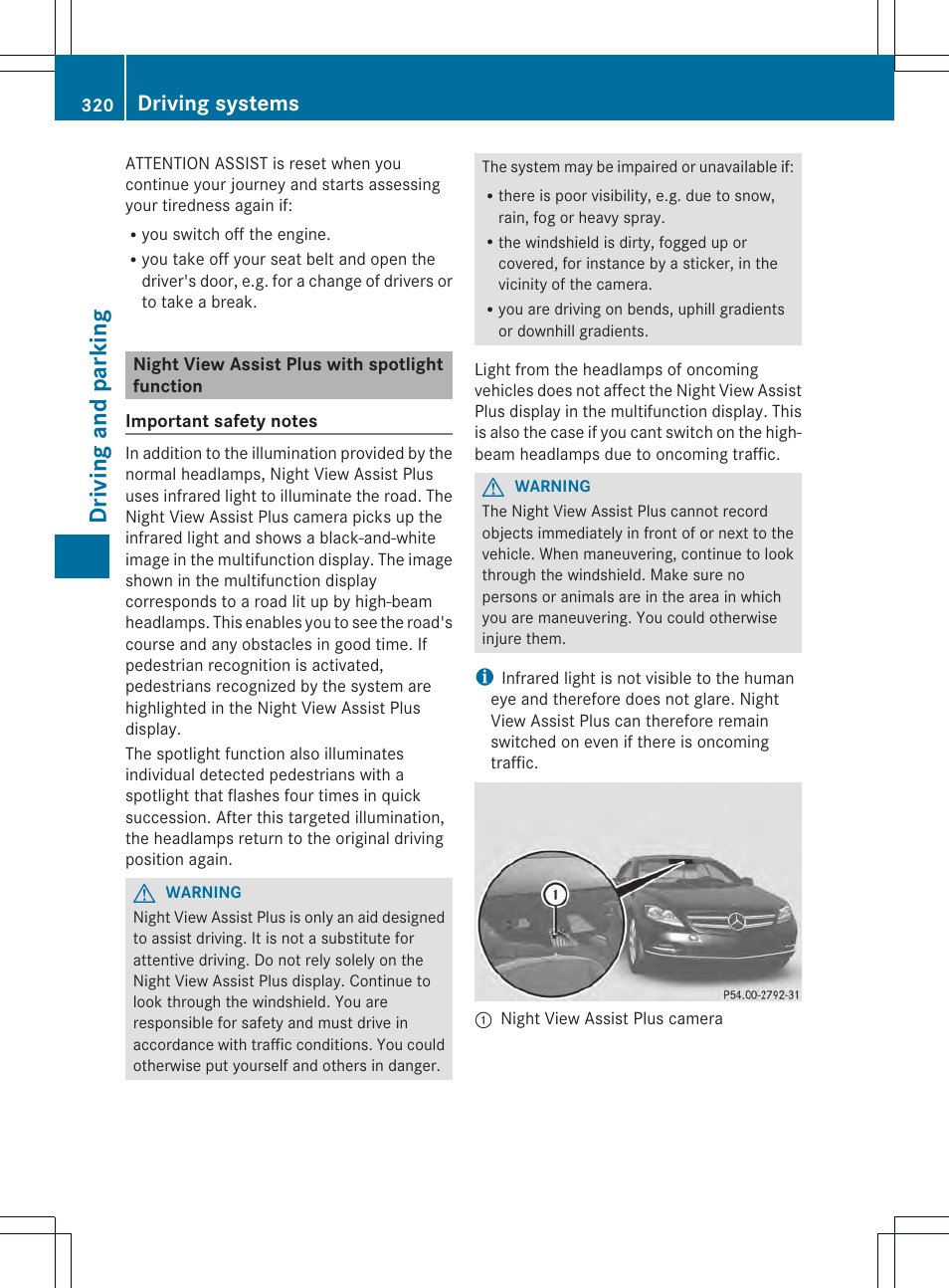 Drivi ng and parking, Driving systems | Mercedes-Benz CL-Class 2013 Owners Manual User Manual | Page 322 / 494