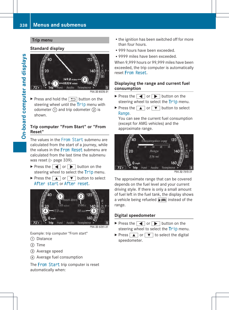 On-board computer and displays, Menus and submenus | Mercedes-Benz CL-Class 2013 Owners Manual User Manual | Page 340 / 494