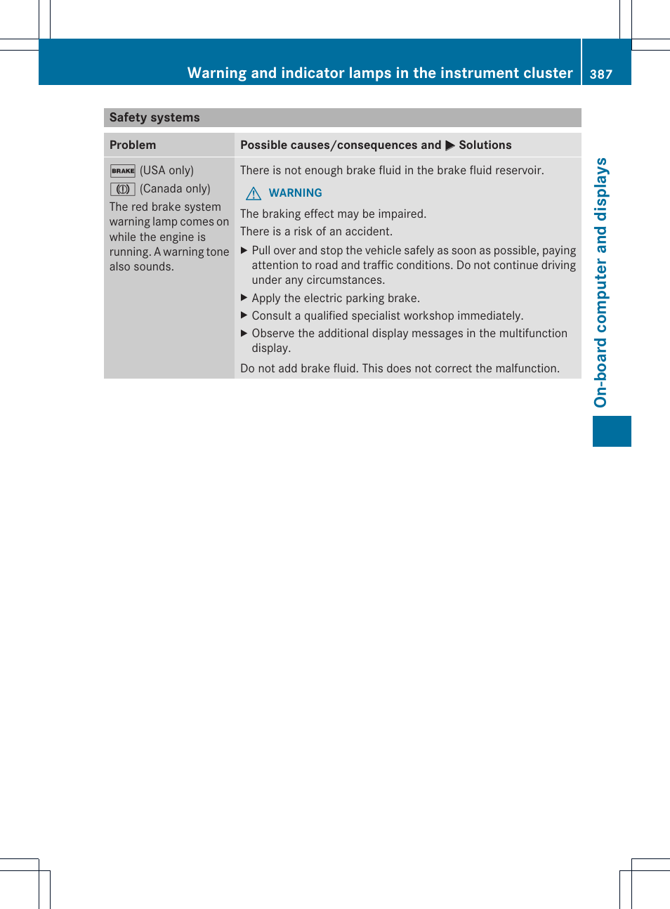 On-board computer and displays | Mercedes-Benz CL-Class 2013 Owners Manual User Manual | Page 389 / 494