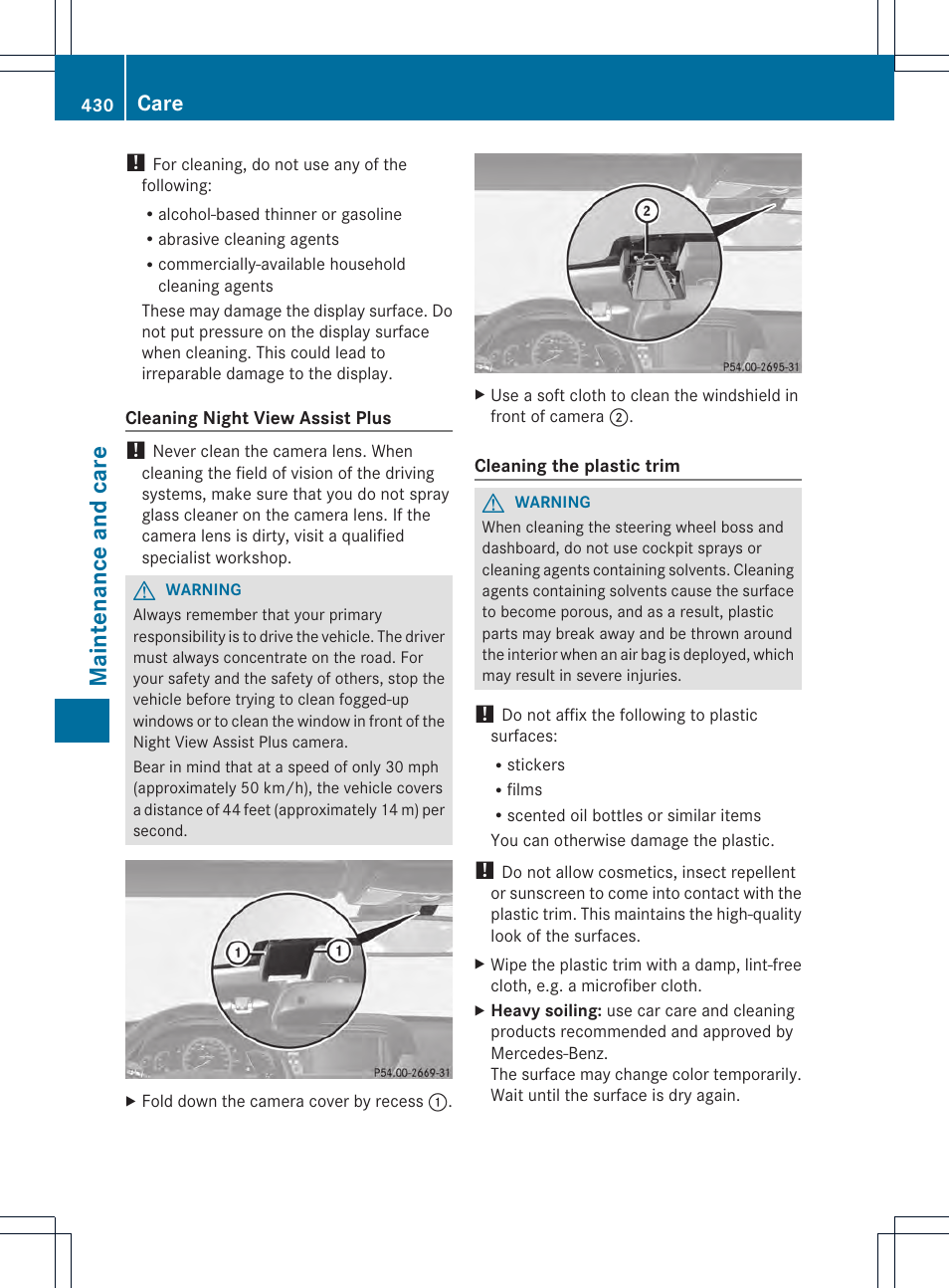 Maintenance and care, Care | Mercedes-Benz CL-Class 2013 Owners Manual User Manual | Page 432 / 494