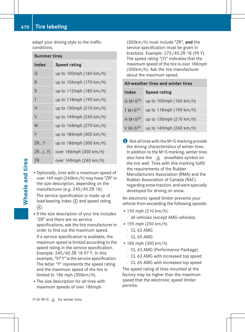 Wheels and tires, Tire labeling | Mercedes-Benz CL-Class 2013 Owners Manual User Manual | Page 472 / 494