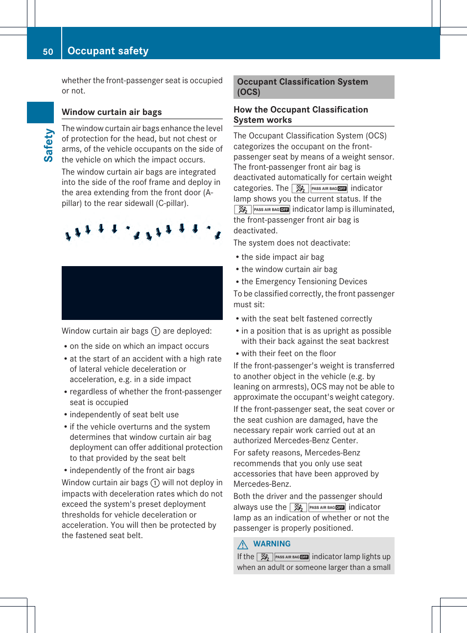 Safety, Occupant safety | Mercedes-Benz CL-Class 2013 Owners Manual User Manual | Page 52 / 494