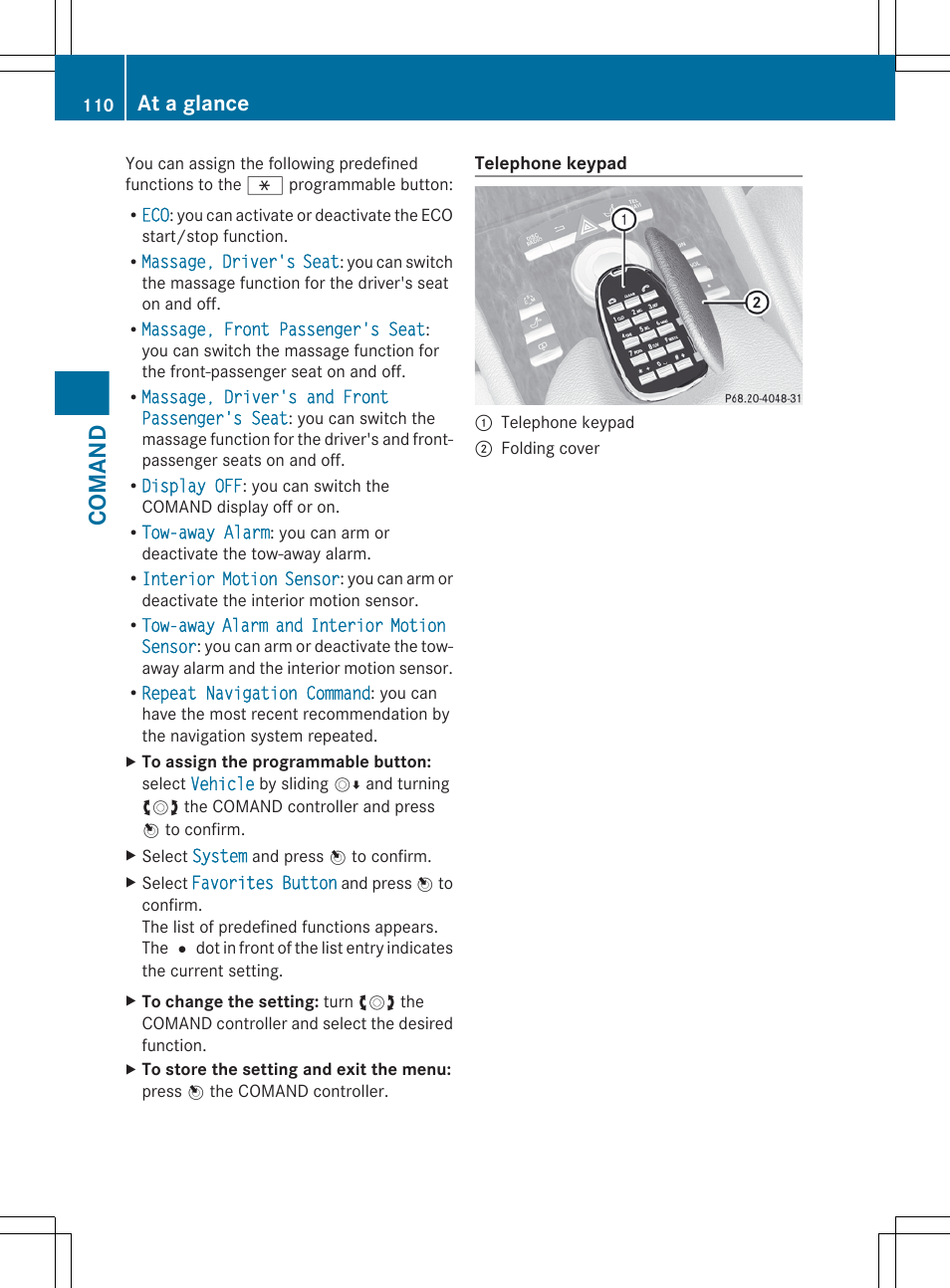 Comand, At a glance | Mercedes-Benz CL-Class 2012 User Manual | Page 112 / 488