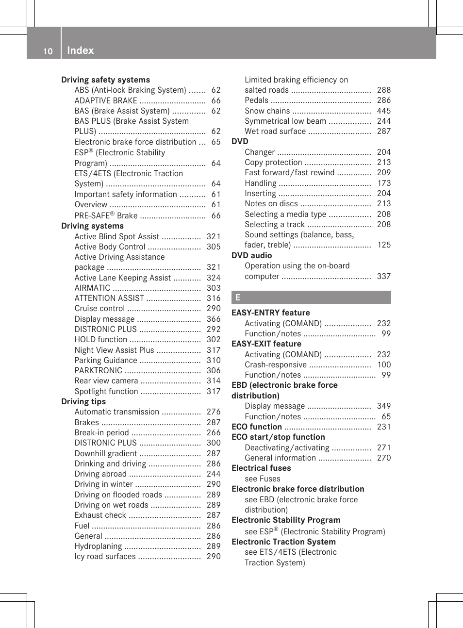 Index | Mercedes-Benz CL-Class 2012 User Manual | Page 12 / 488