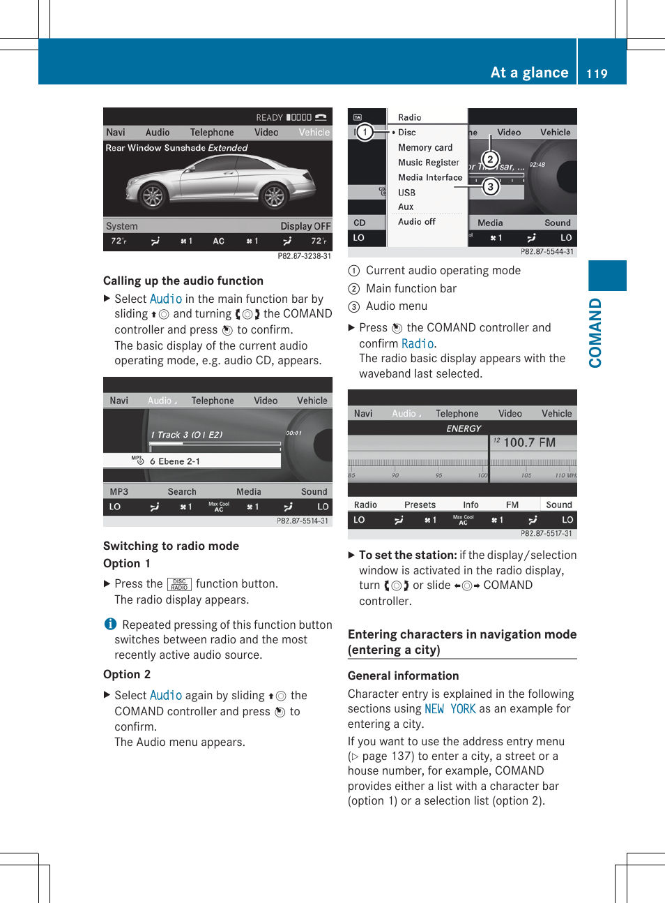 Comand, At a glance | Mercedes-Benz CL-Class 2012 User Manual | Page 121 / 488