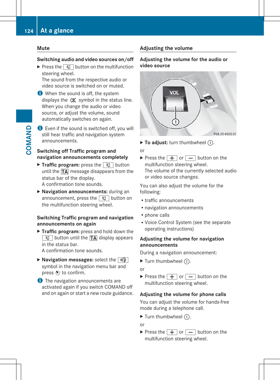 Comand, At a glance | Mercedes-Benz CL-Class 2012 User Manual | Page 126 / 488