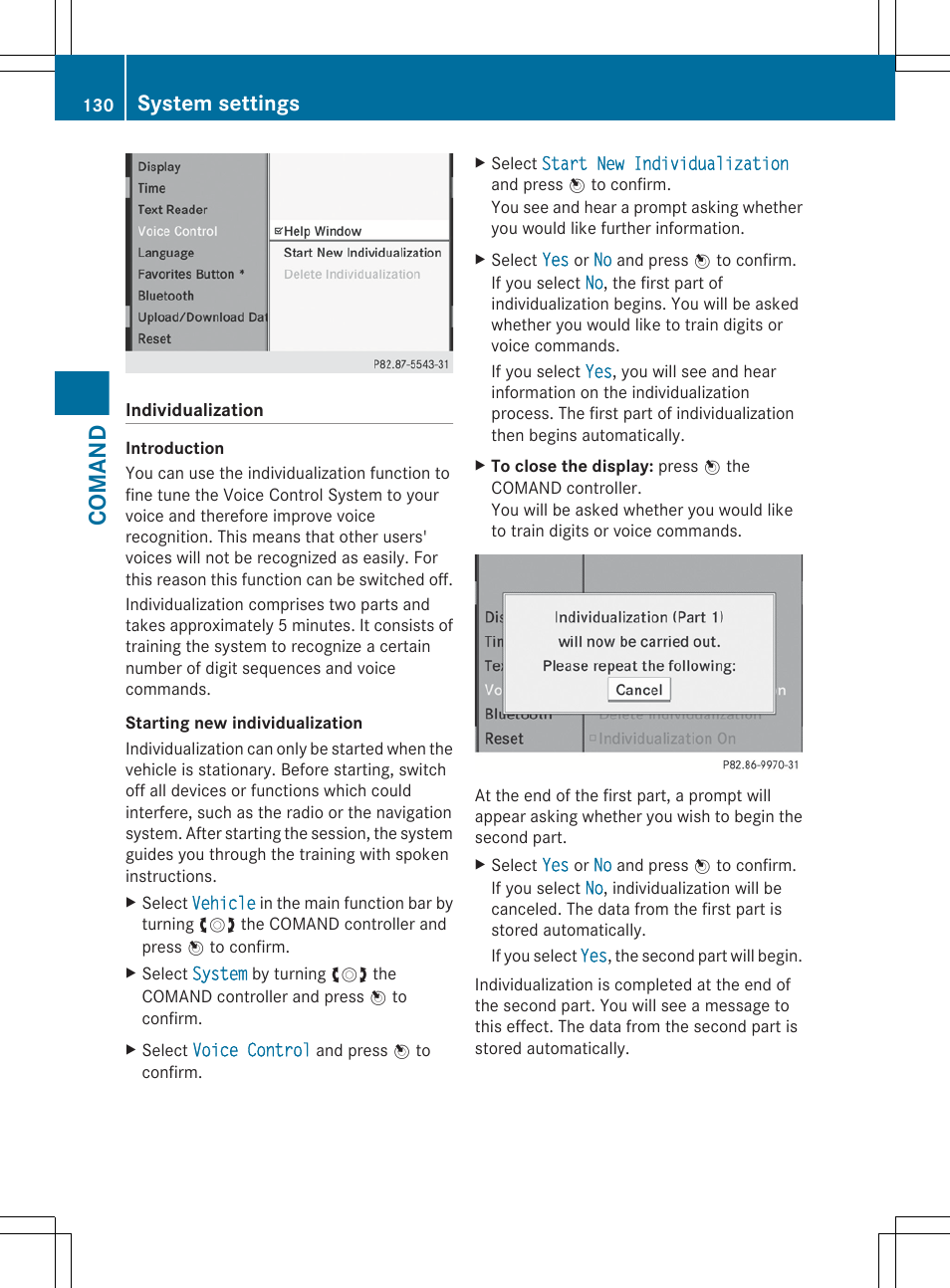 Comand, System settings | Mercedes-Benz CL-Class 2012 User Manual | Page 132 / 488