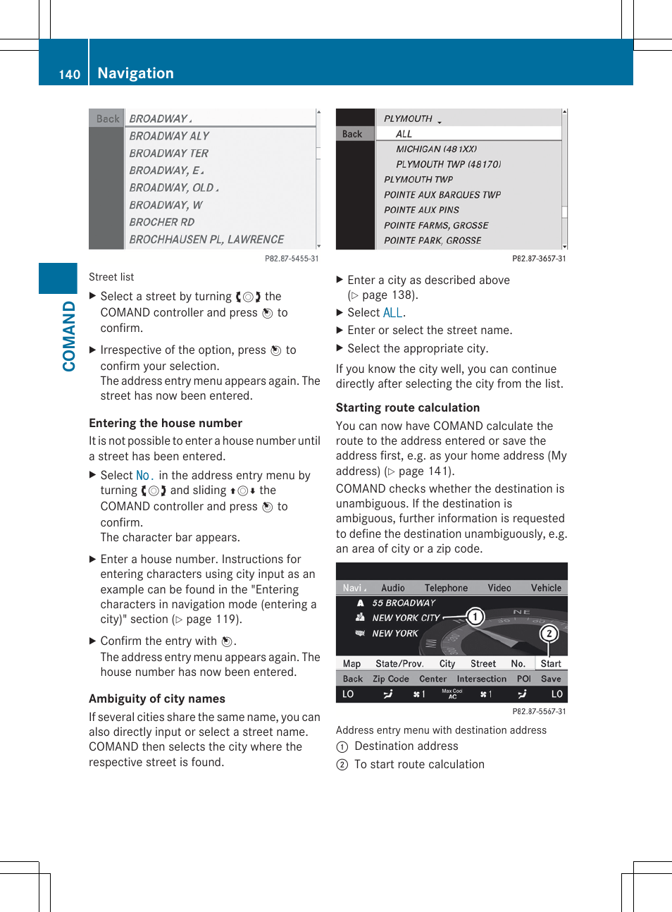 Comand, Navigation | Mercedes-Benz CL-Class 2012 User Manual | Page 142 / 488