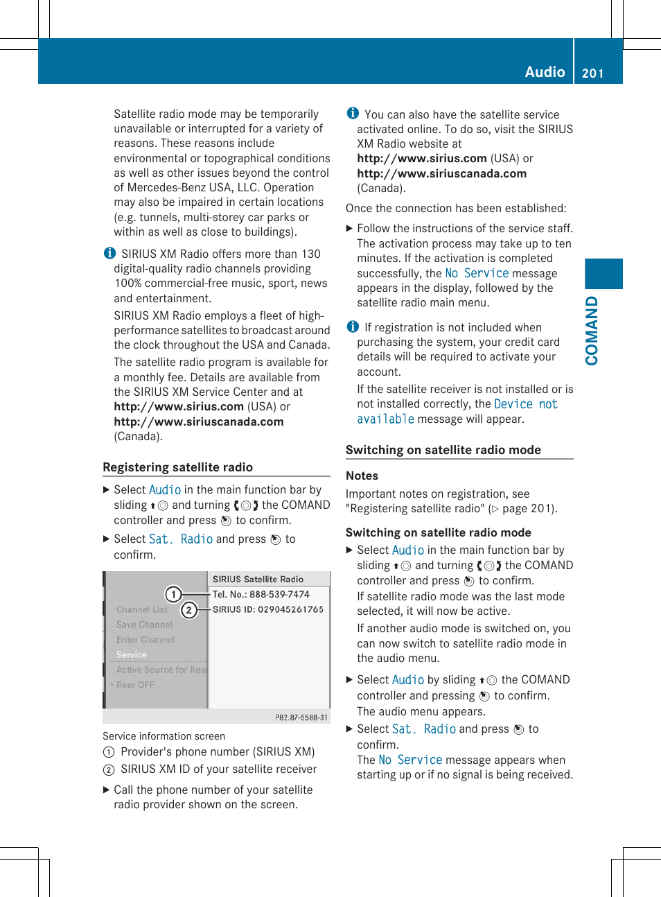 Comand, Audio | Mercedes-Benz CL-Class 2012 User Manual | Page 203 / 488