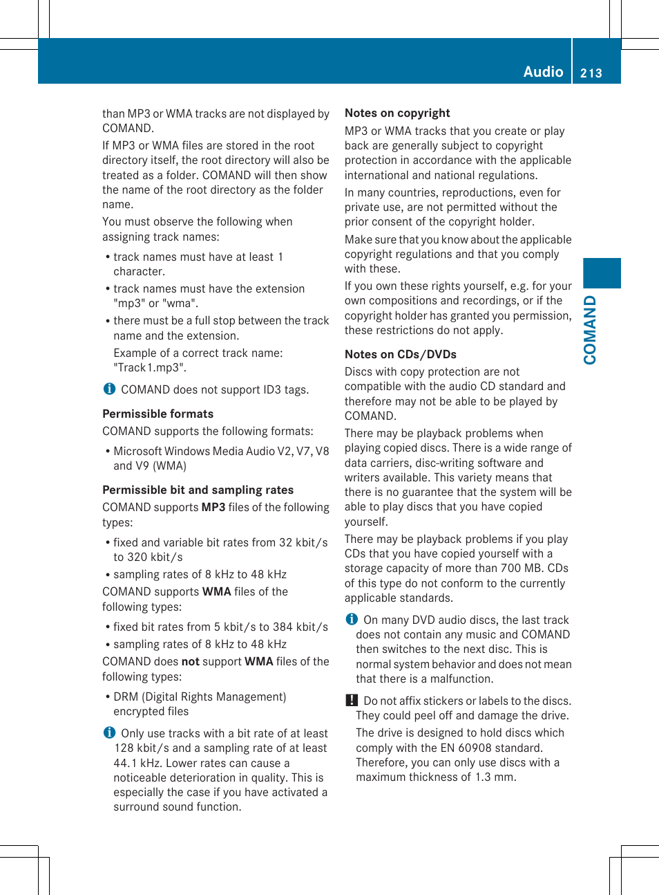 Comand, Audio | Mercedes-Benz CL-Class 2012 User Manual | Page 215 / 488
