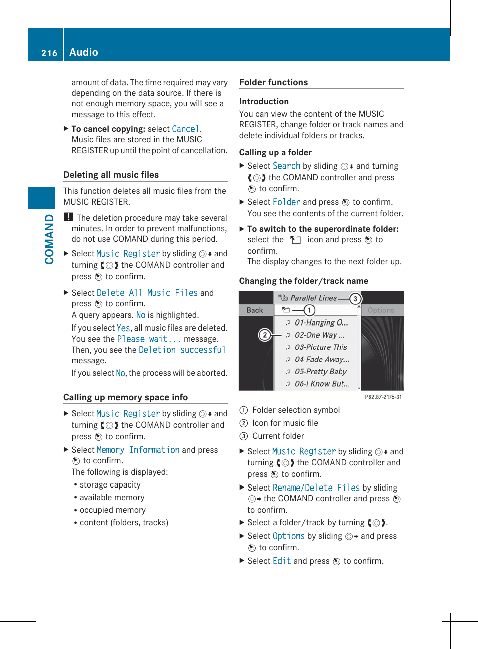 Comand, Audio | Mercedes-Benz CL-Class 2012 User Manual | Page 218 / 488