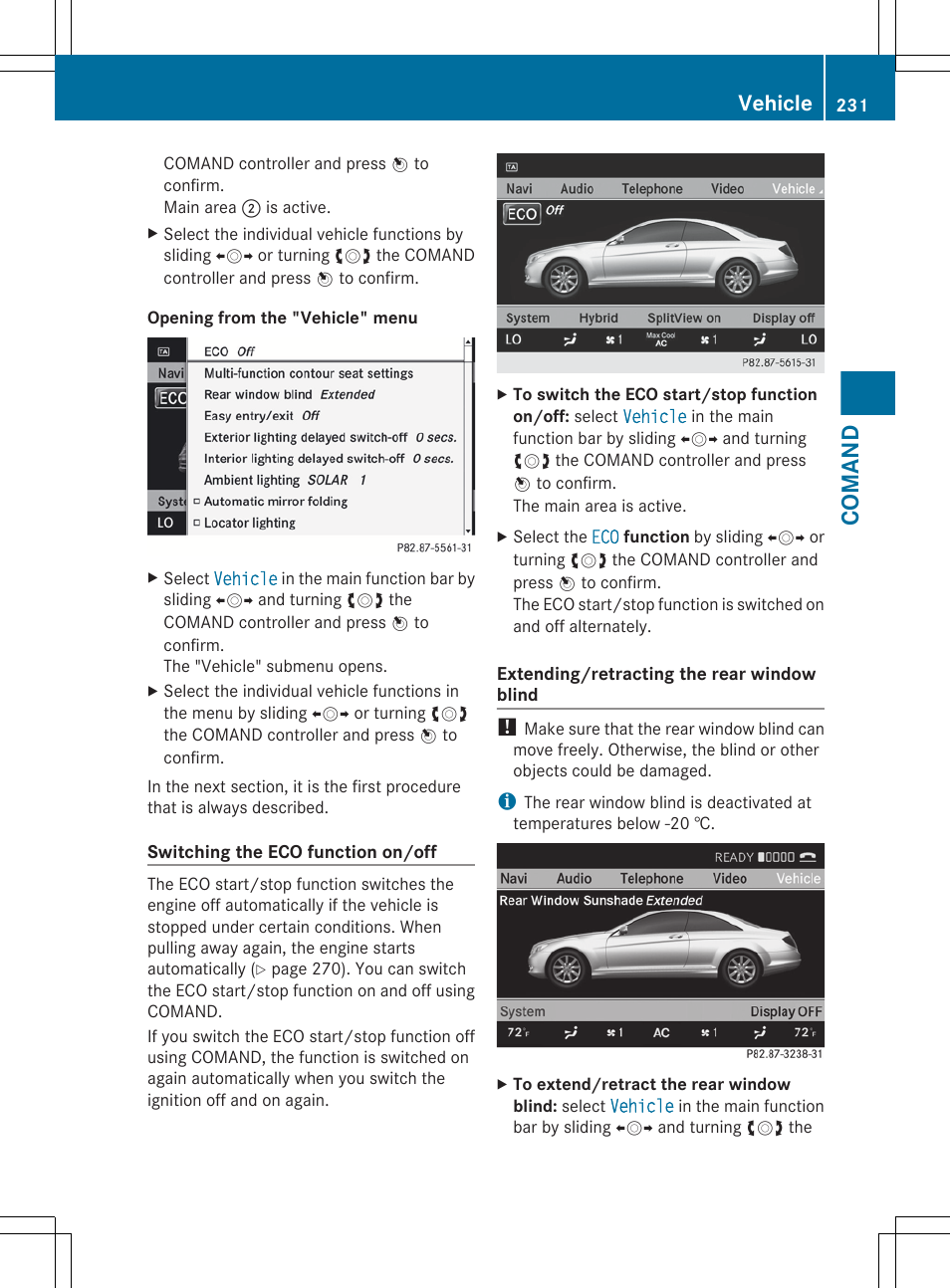 Comand, Vehicle | Mercedes-Benz CL-Class 2012 User Manual | Page 233 / 488