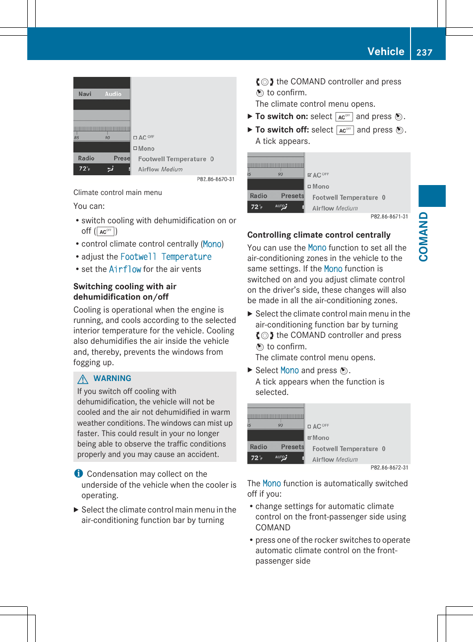 Comand, Vehicle | Mercedes-Benz CL-Class 2012 User Manual | Page 239 / 488