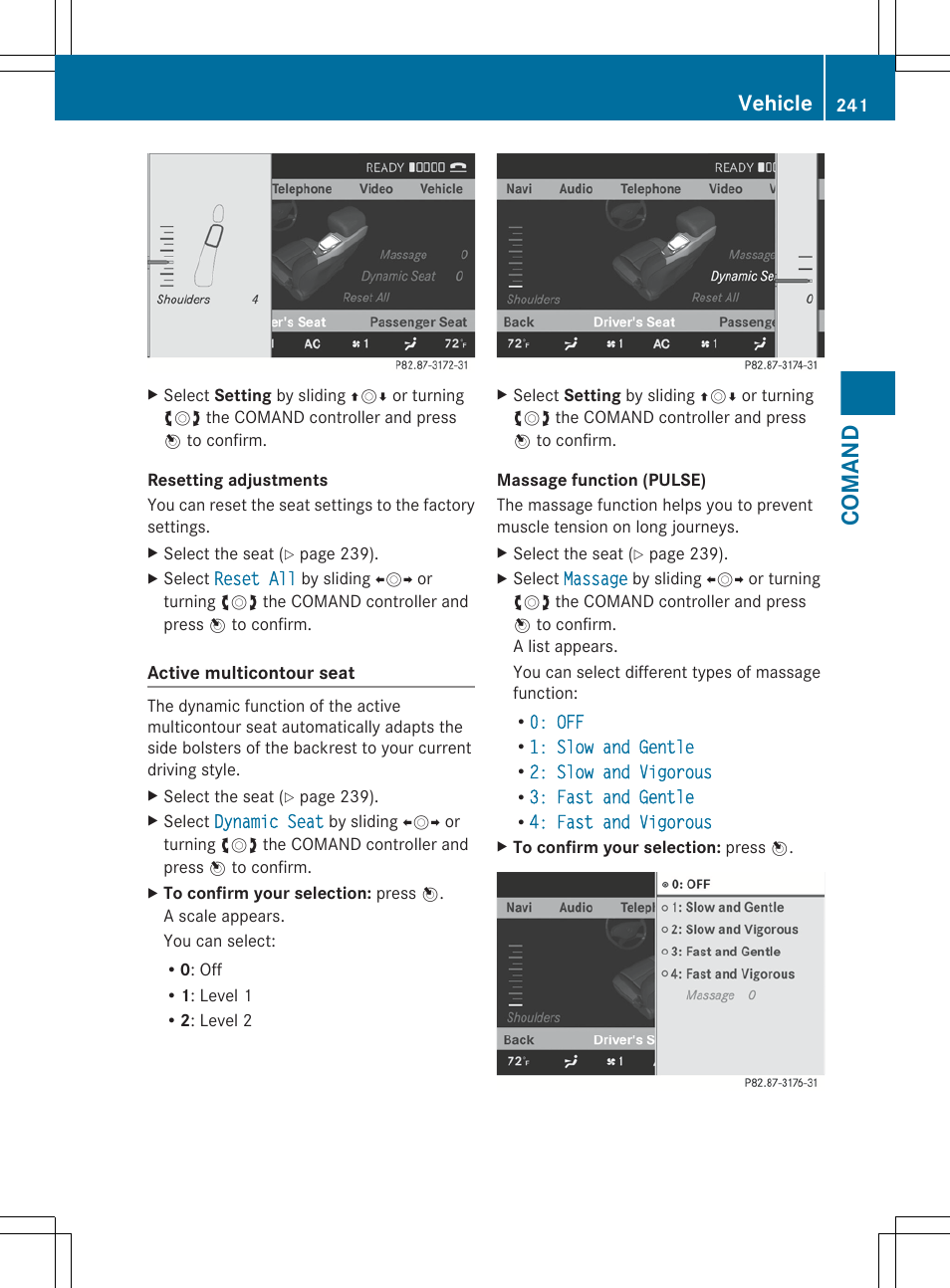 Using comand, Comand, Vehicle | Mercedes-Benz CL-Class 2012 User Manual | Page 243 / 488