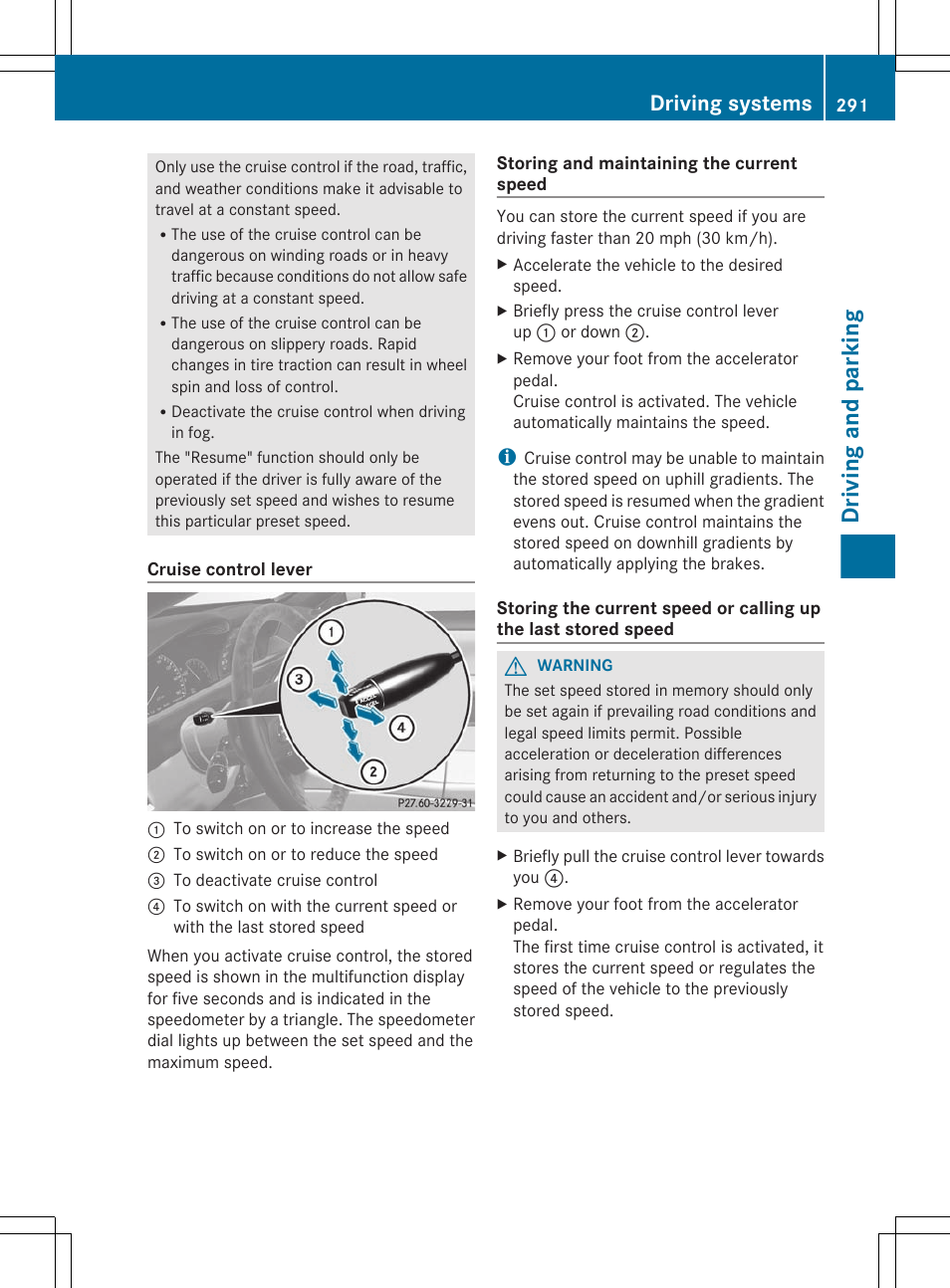 Driving and parking, Driving systems | Mercedes-Benz CL-Class 2012 User Manual | Page 293 / 488