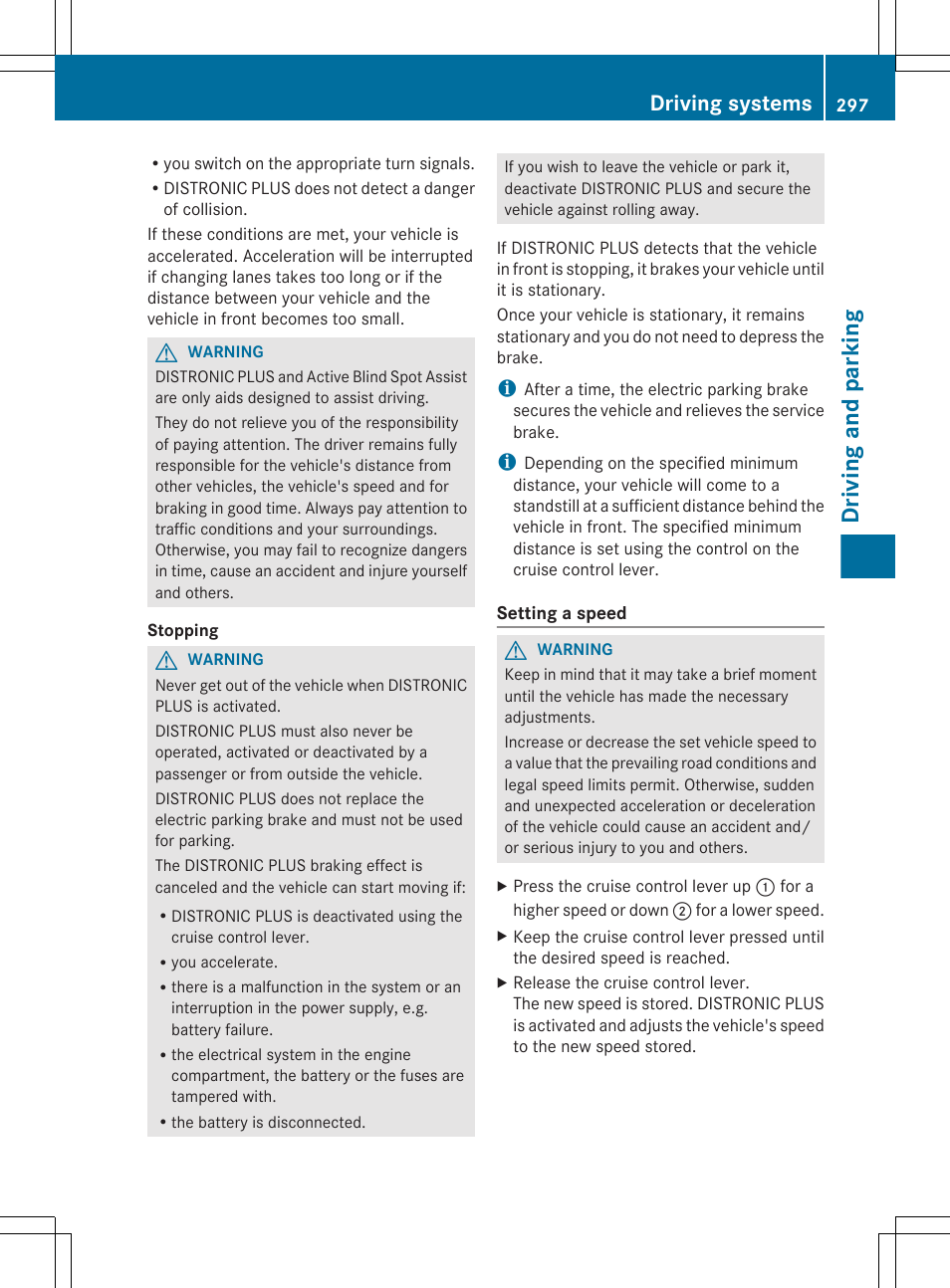Driving and parking, Driving systems | Mercedes-Benz CL-Class 2012 User Manual | Page 299 / 488