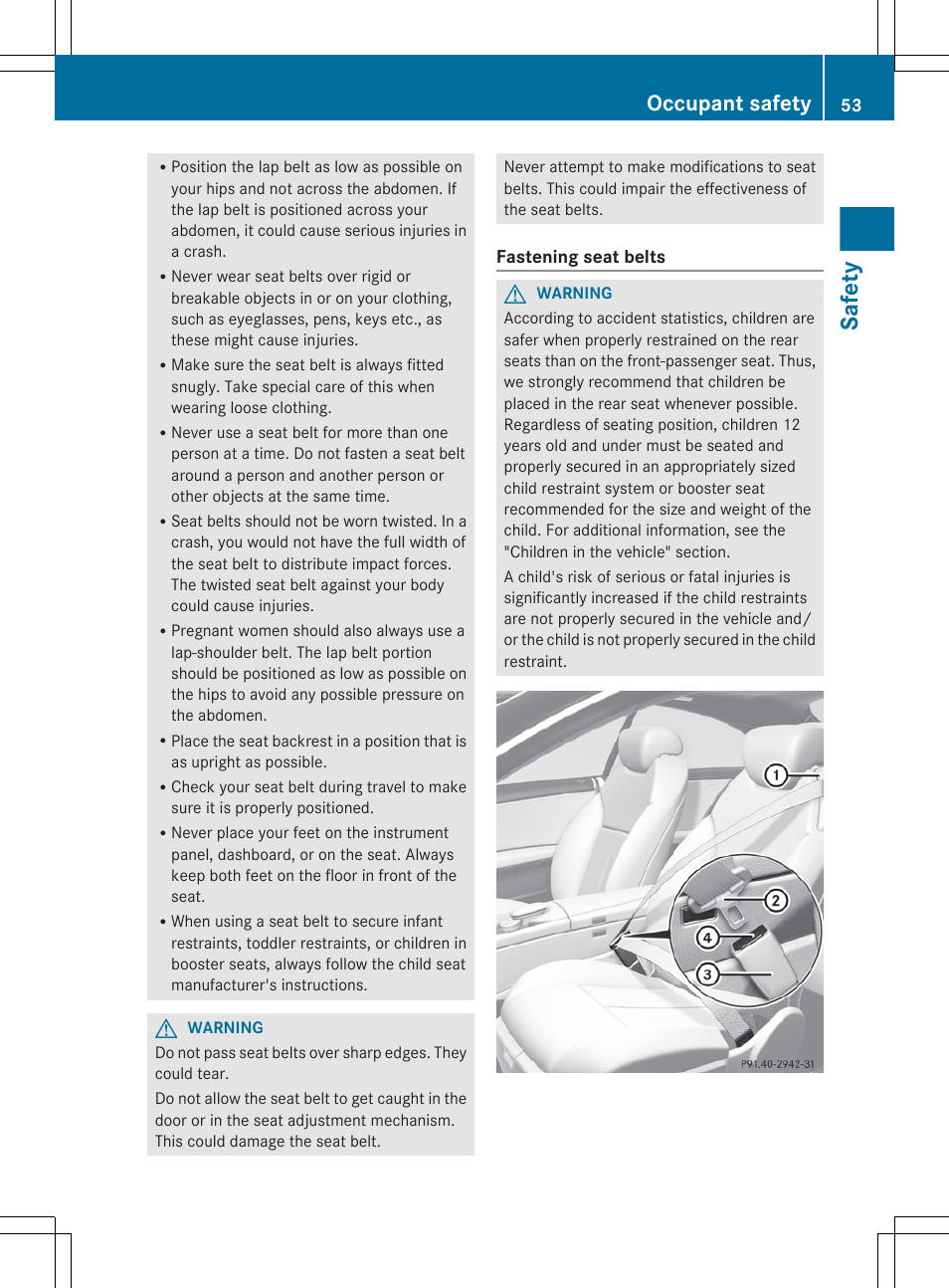 Safety, Occupant safety | Mercedes-Benz CL-Class 2012 User Manual | Page 55 / 488