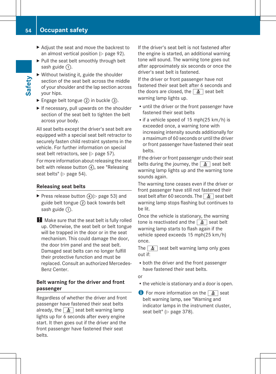 Safety, Occupant safety | Mercedes-Benz CL-Class 2012 User Manual | Page 56 / 488