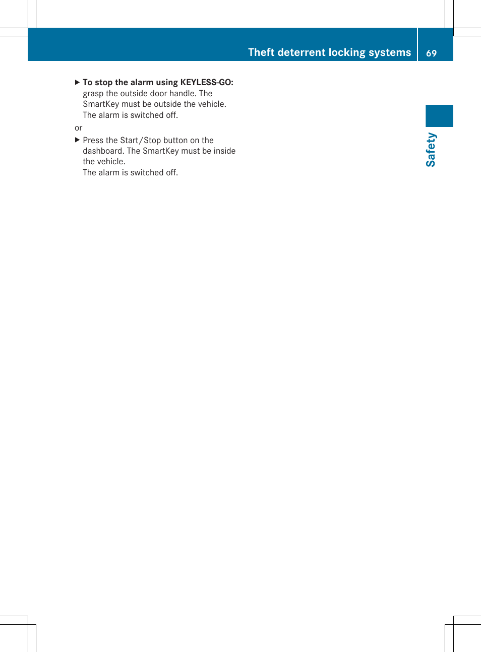 Safety, Theft deterrent locking systems | Mercedes-Benz CL-Class 2012 User Manual | Page 71 / 488