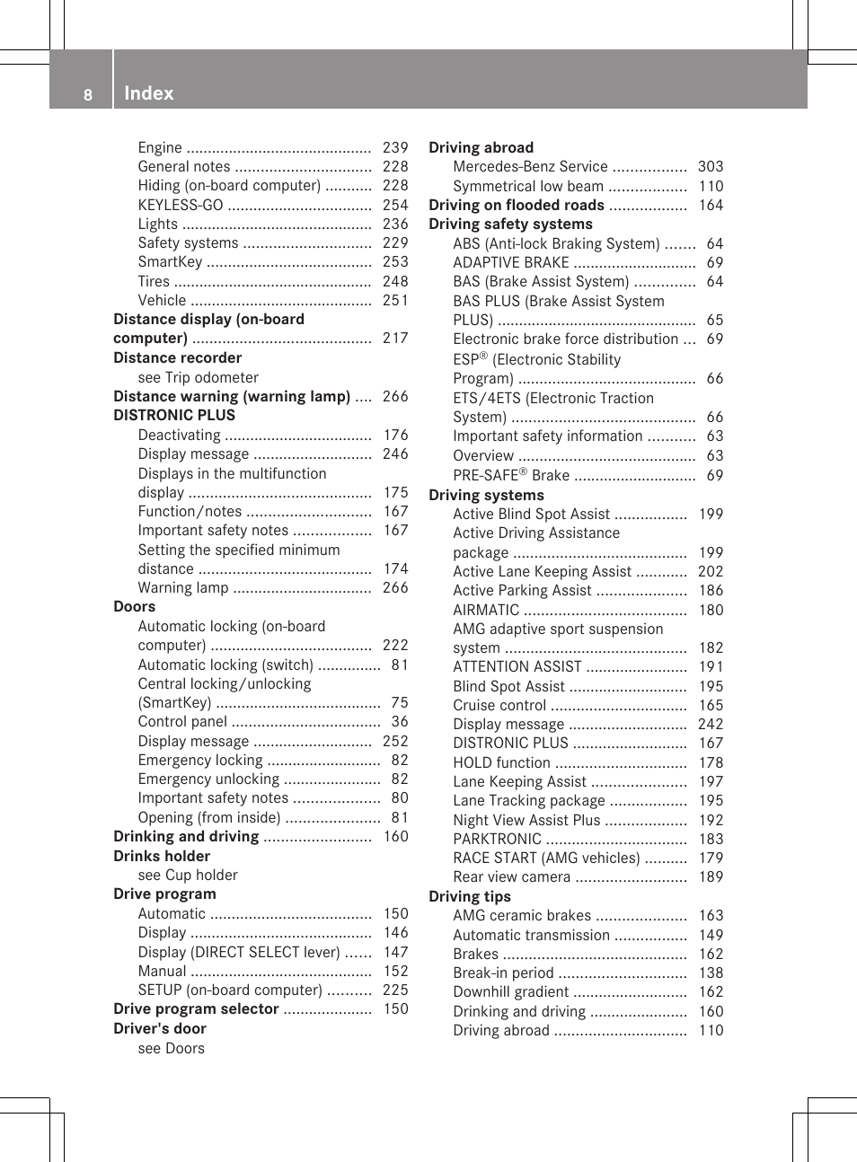 Index | Mercedes-Benz CLS-Class 2013 Owners Manual User Manual | Page 10 / 376
