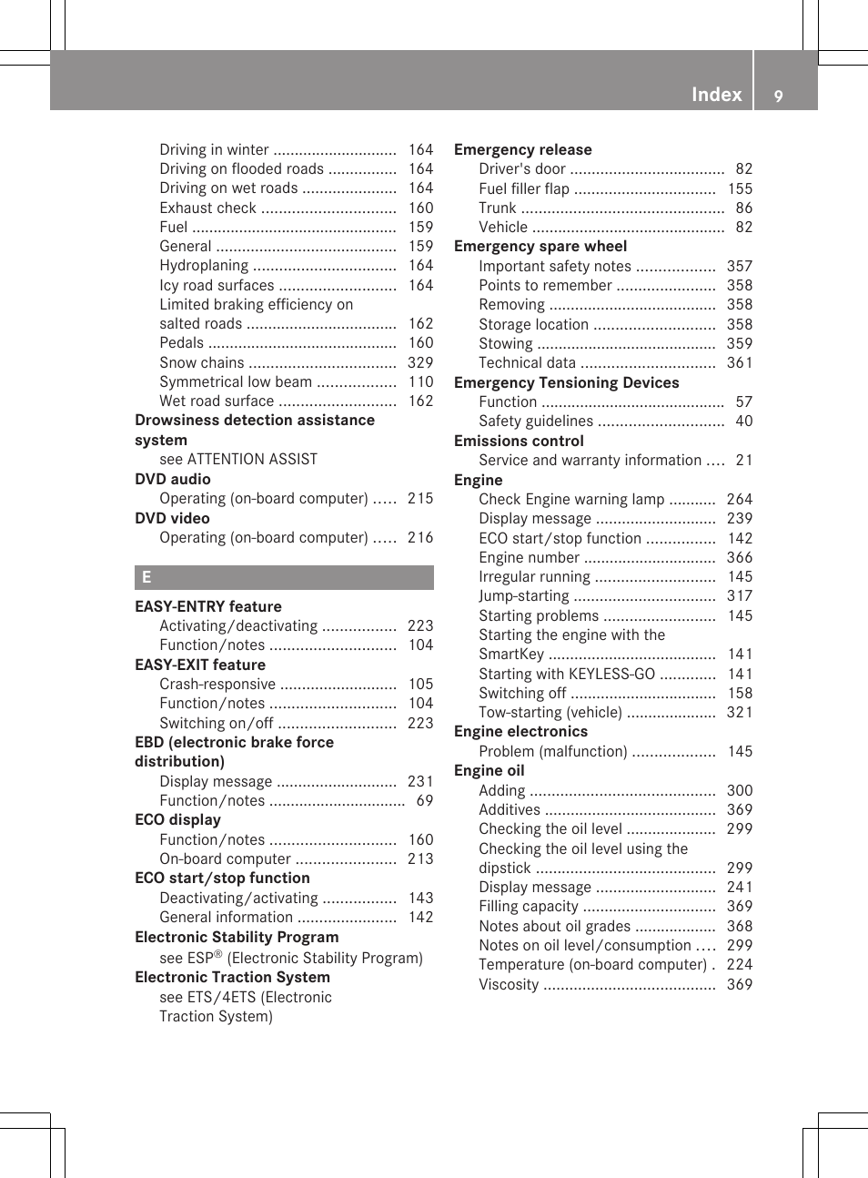 Index | Mercedes-Benz CLS-Class 2013 Owners Manual User Manual | Page 11 / 376