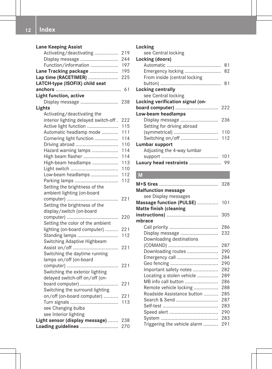 Index | Mercedes-Benz CLS-Class 2013 Owners Manual User Manual | Page 14 / 376