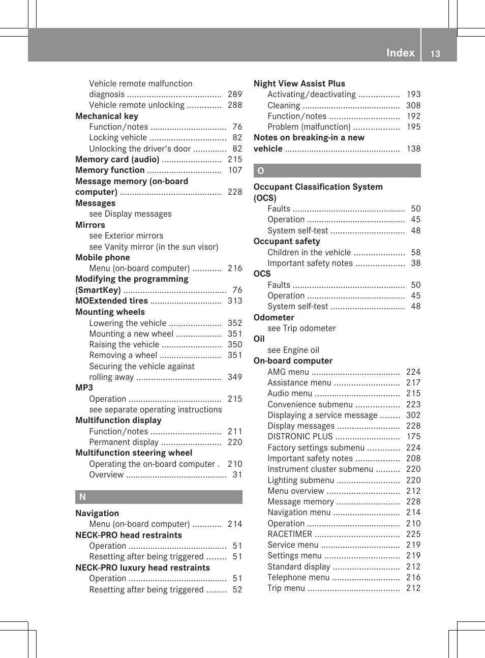 Index | Mercedes-Benz CLS-Class 2013 Owners Manual User Manual | Page 15 / 376