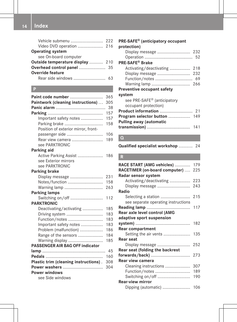 Index | Mercedes-Benz CLS-Class 2013 Owners Manual User Manual | Page 16 / 376