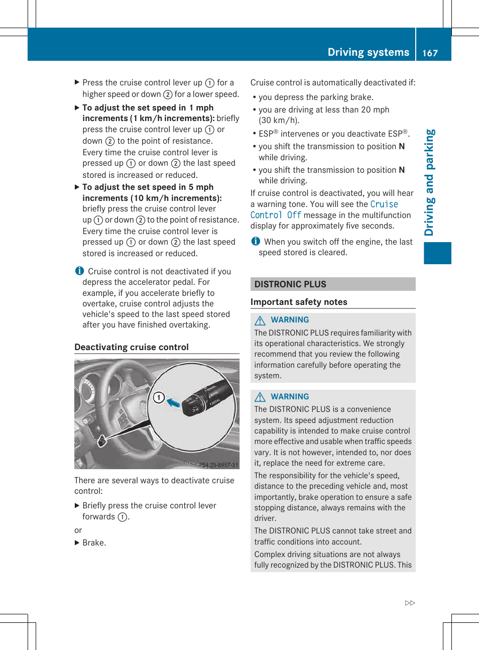 Distronic plus, Driving and parking, Driving systems | Mercedes-Benz CLS-Class 2013 Owners Manual User Manual | Page 169 / 376