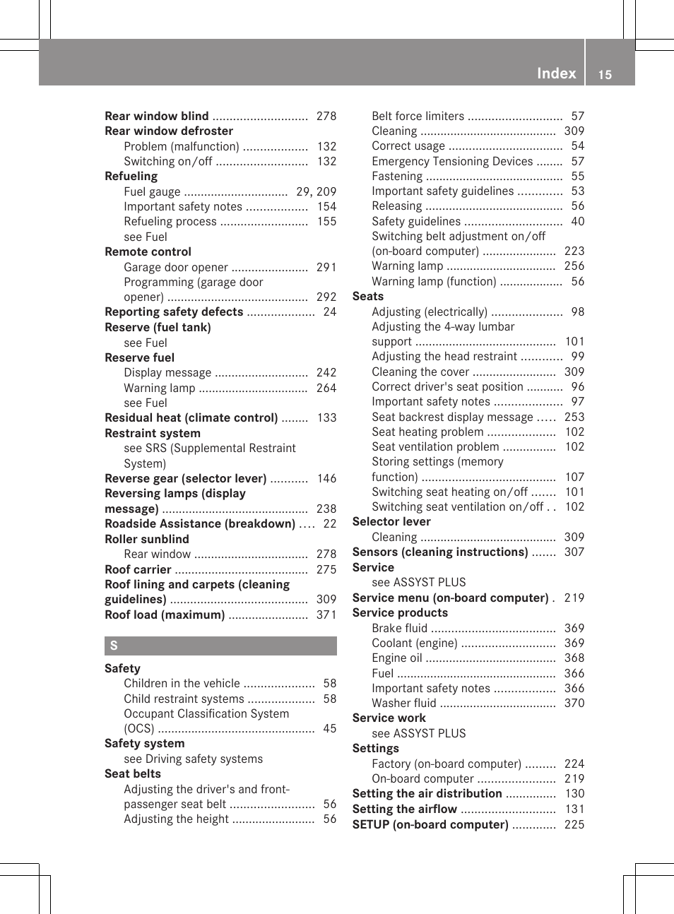 Index | Mercedes-Benz CLS-Class 2013 Owners Manual User Manual | Page 17 / 376