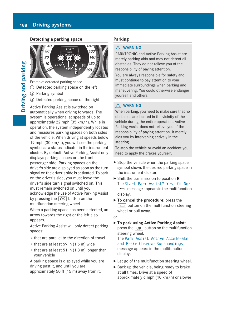 Driving and parking, Driving systems | Mercedes-Benz CLS-Class 2013 Owners Manual User Manual | Page 190 / 376