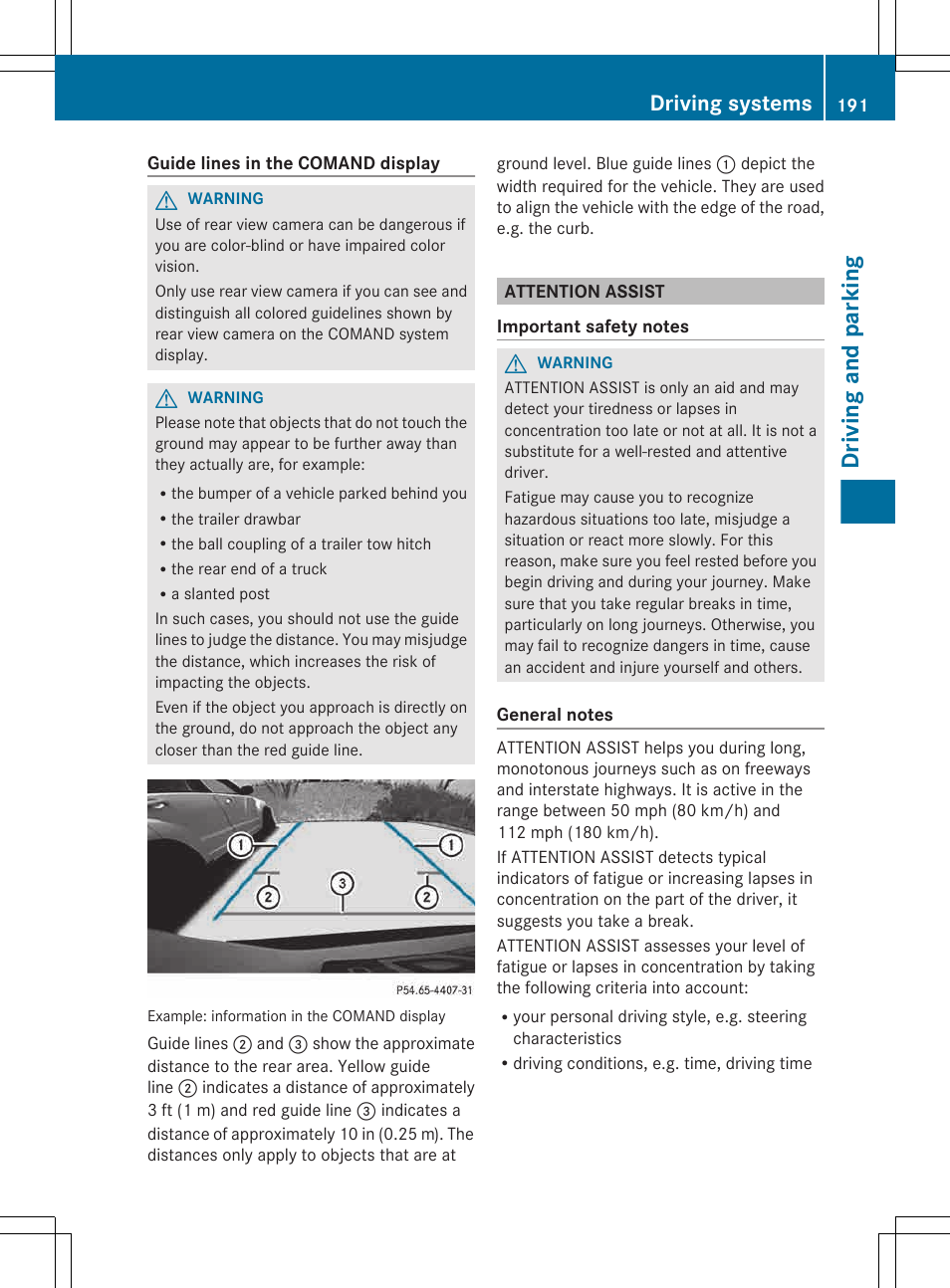 Attention assist, Driving and parking, Driving systems | Mercedes-Benz CLS-Class 2013 Owners Manual User Manual | Page 193 / 376