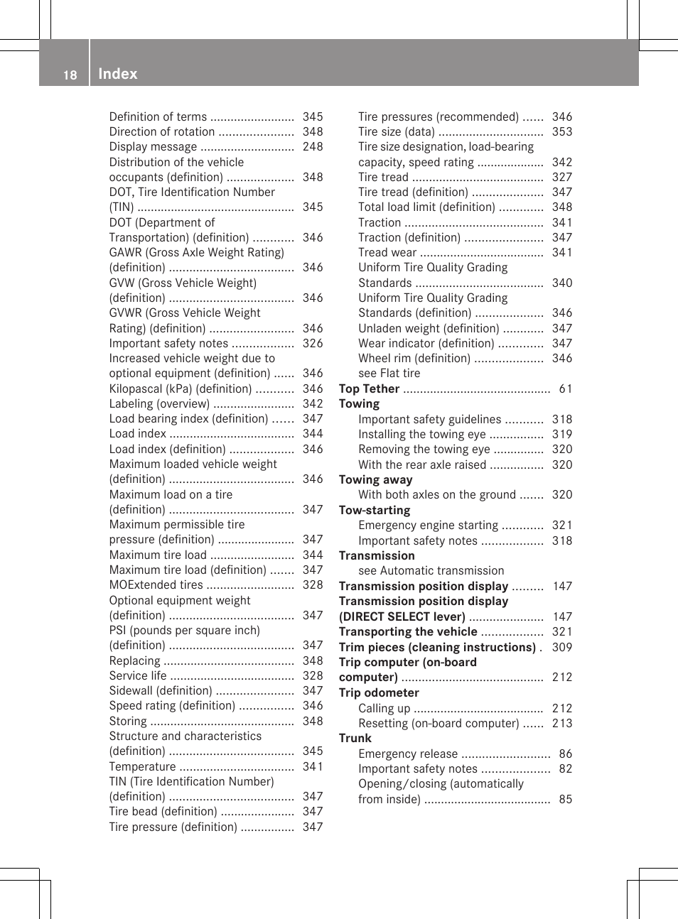Index | Mercedes-Benz CLS-Class 2013 Owners Manual User Manual | Page 20 / 376