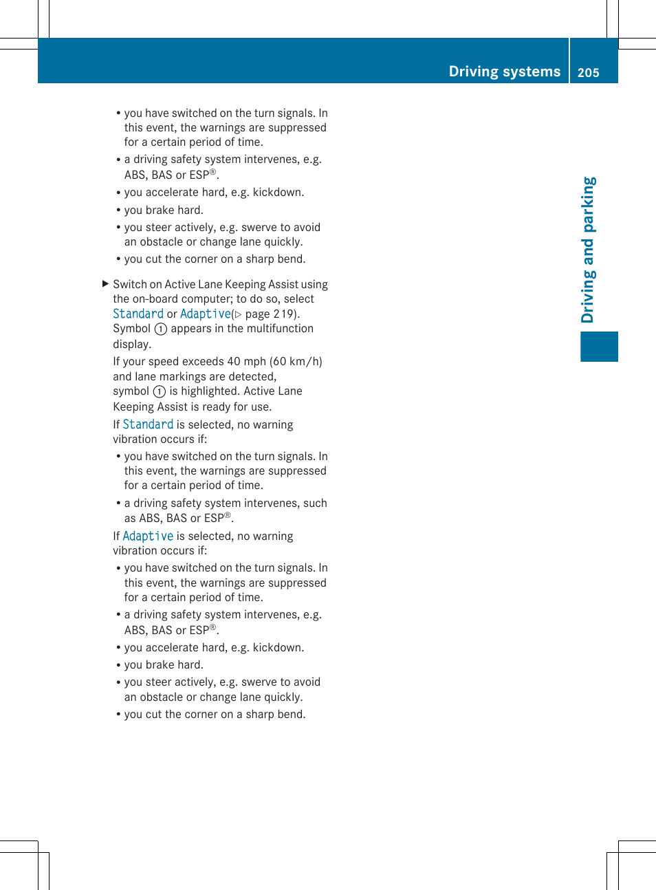 Driving and parking, Driving systems | Mercedes-Benz CLS-Class 2013 Owners Manual User Manual | Page 207 / 376