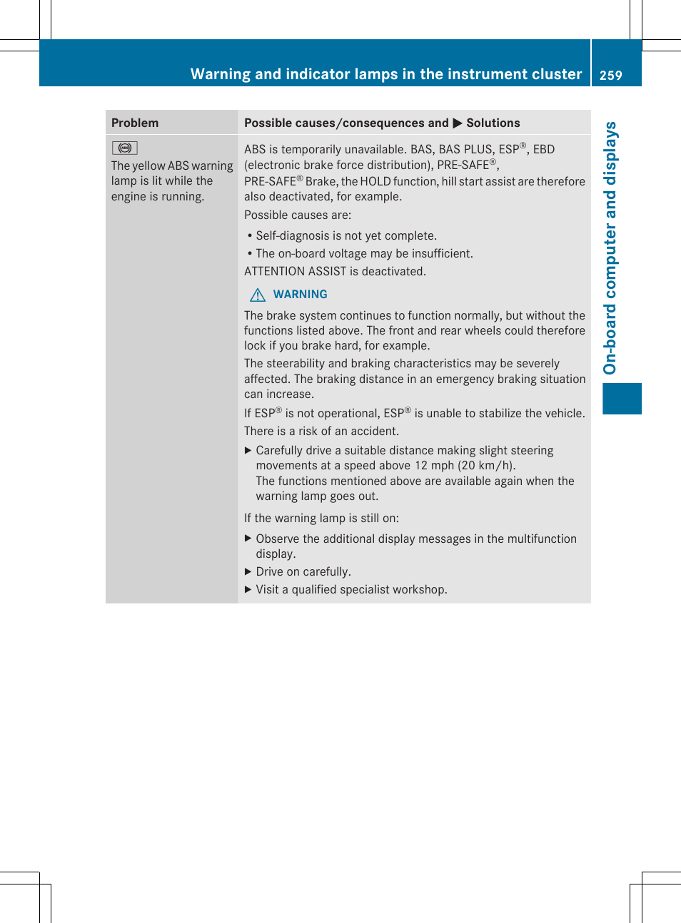 On-board computer and displays | Mercedes-Benz CLS-Class 2013 Owners Manual User Manual | Page 261 / 376