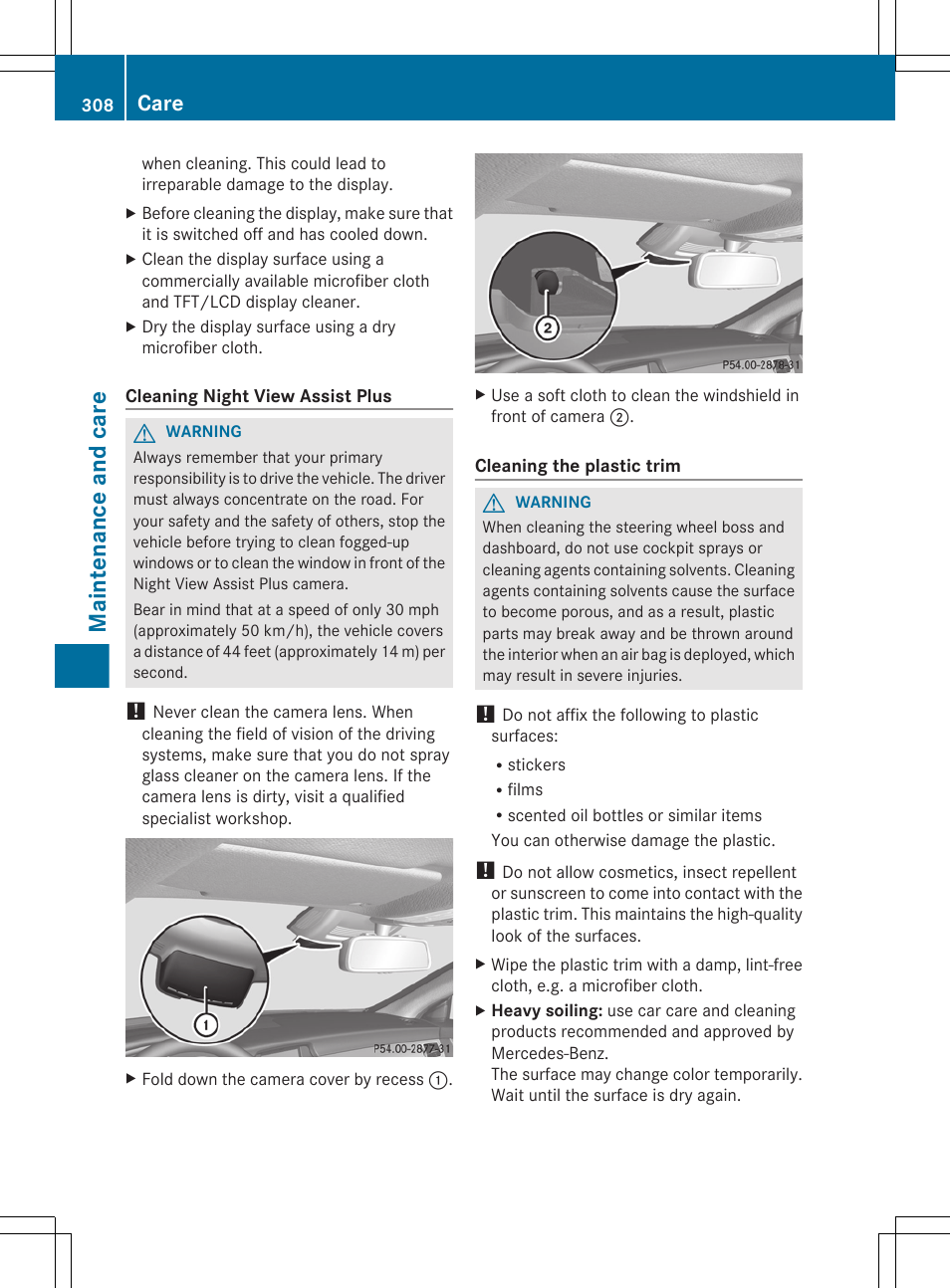 Maintenance and care, Care | Mercedes-Benz CLS-Class 2013 Owners Manual User Manual | Page 310 / 376