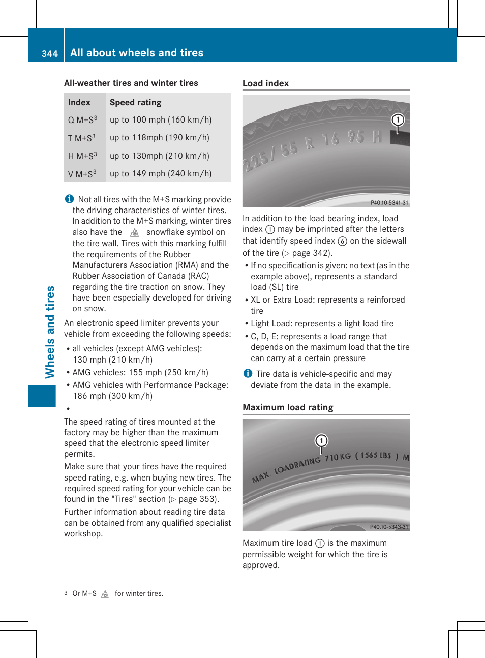Wheels and tires, All about wheels and tires | Mercedes-Benz CLS-Class 2013 Owners Manual User Manual | Page 346 / 376