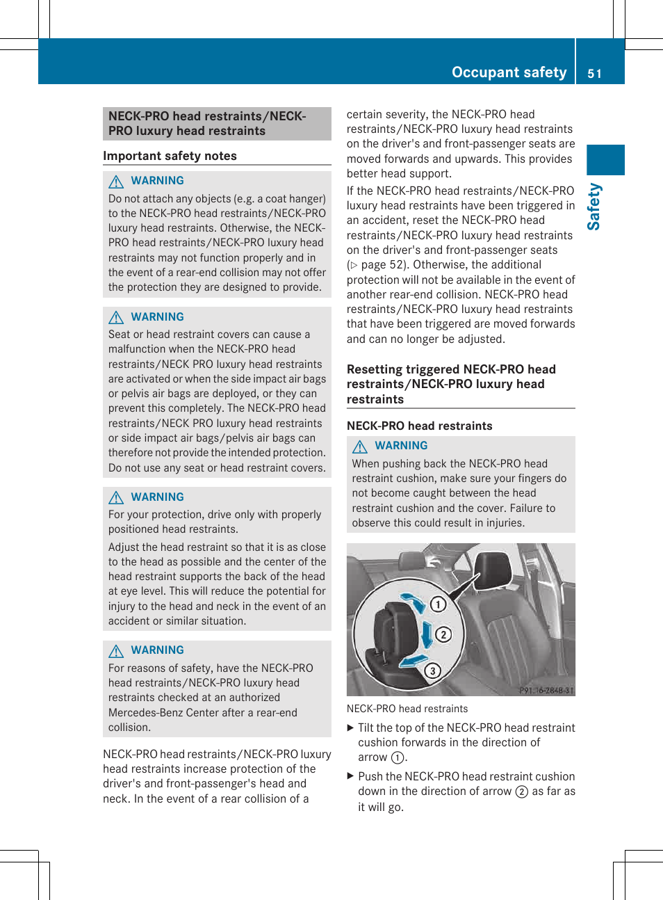 Safety, Occupant safety | Mercedes-Benz CLS-Class 2013 Owners Manual User Manual | Page 53 / 376