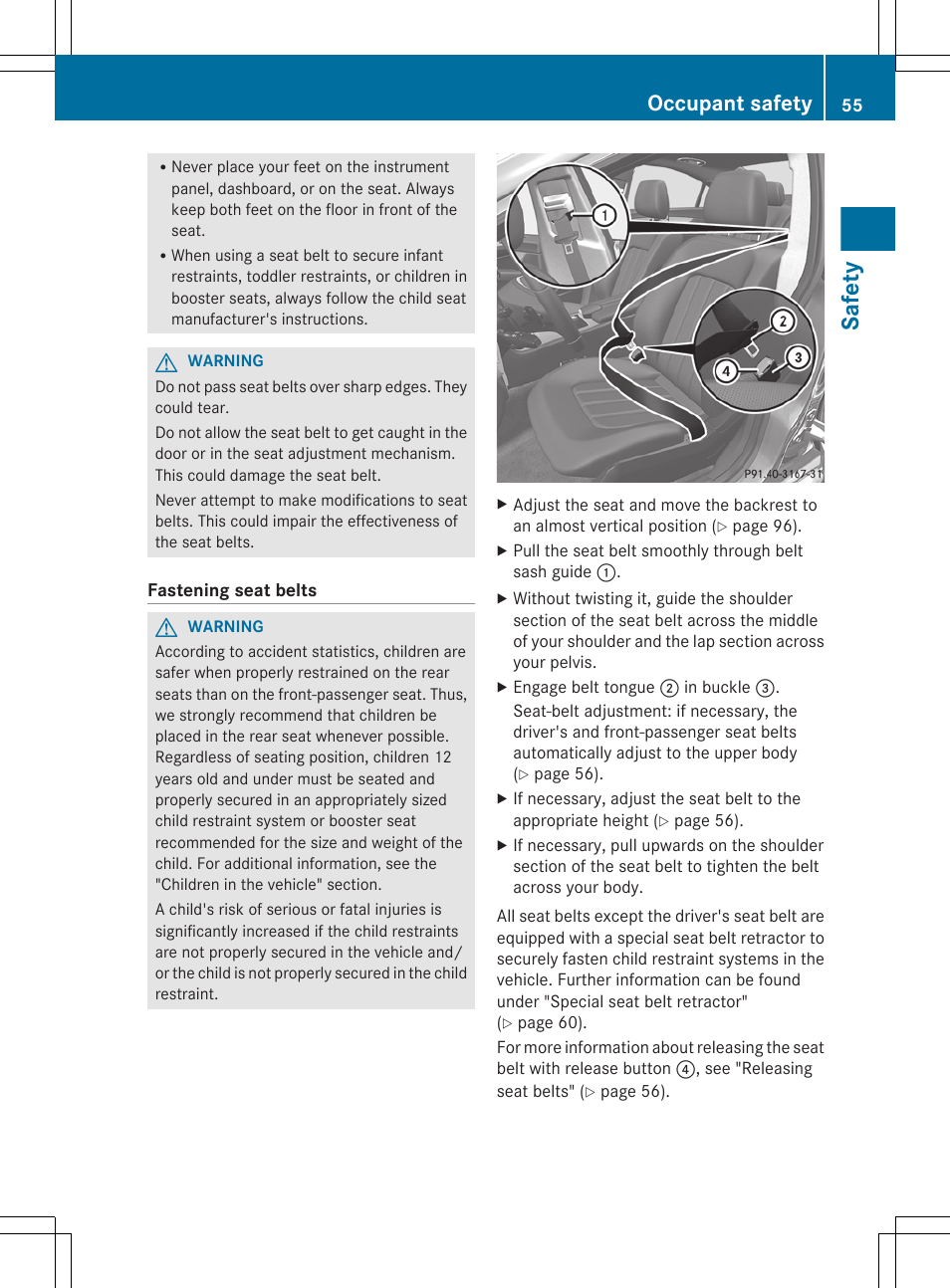 Safety, Occupant safety | Mercedes-Benz CLS-Class 2013 Owners Manual User Manual | Page 57 / 376