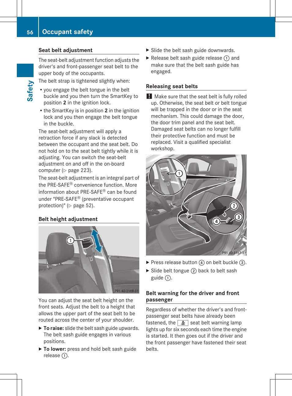 Safety, Occupant safety | Mercedes-Benz CLS-Class 2013 Owners Manual User Manual | Page 58 / 376