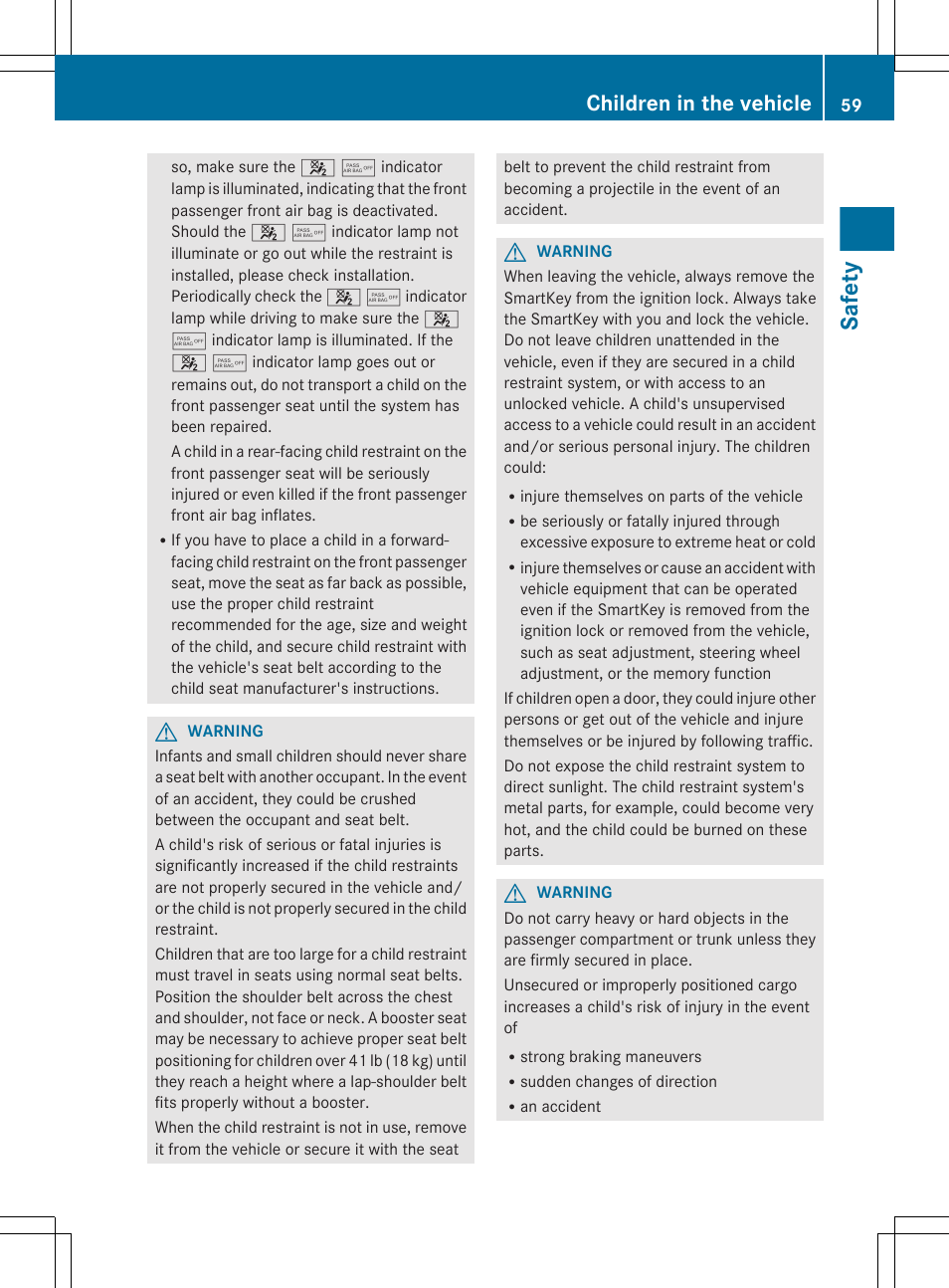 Safety, Children in the vehicle | Mercedes-Benz CLS-Class 2013 Owners Manual User Manual | Page 61 / 376