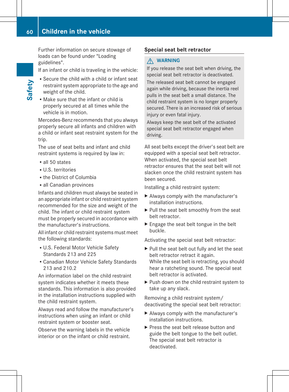 Safety, Children in the vehicle | Mercedes-Benz CLS-Class 2013 Owners Manual User Manual | Page 62 / 376