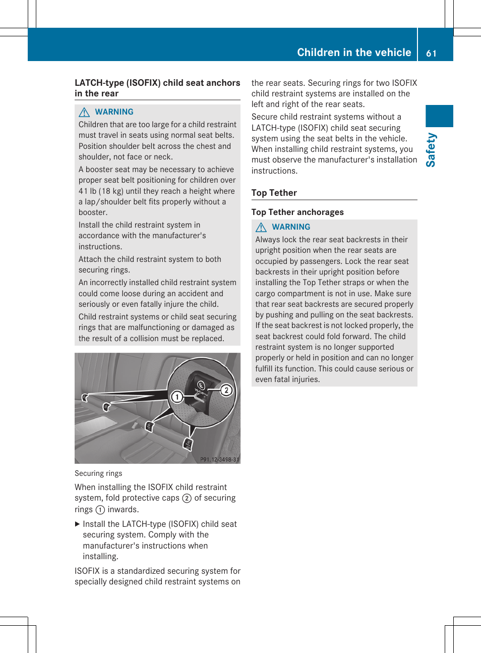 Safety, Children in the vehicle | Mercedes-Benz CLS-Class 2013 Owners Manual User Manual | Page 63 / 376