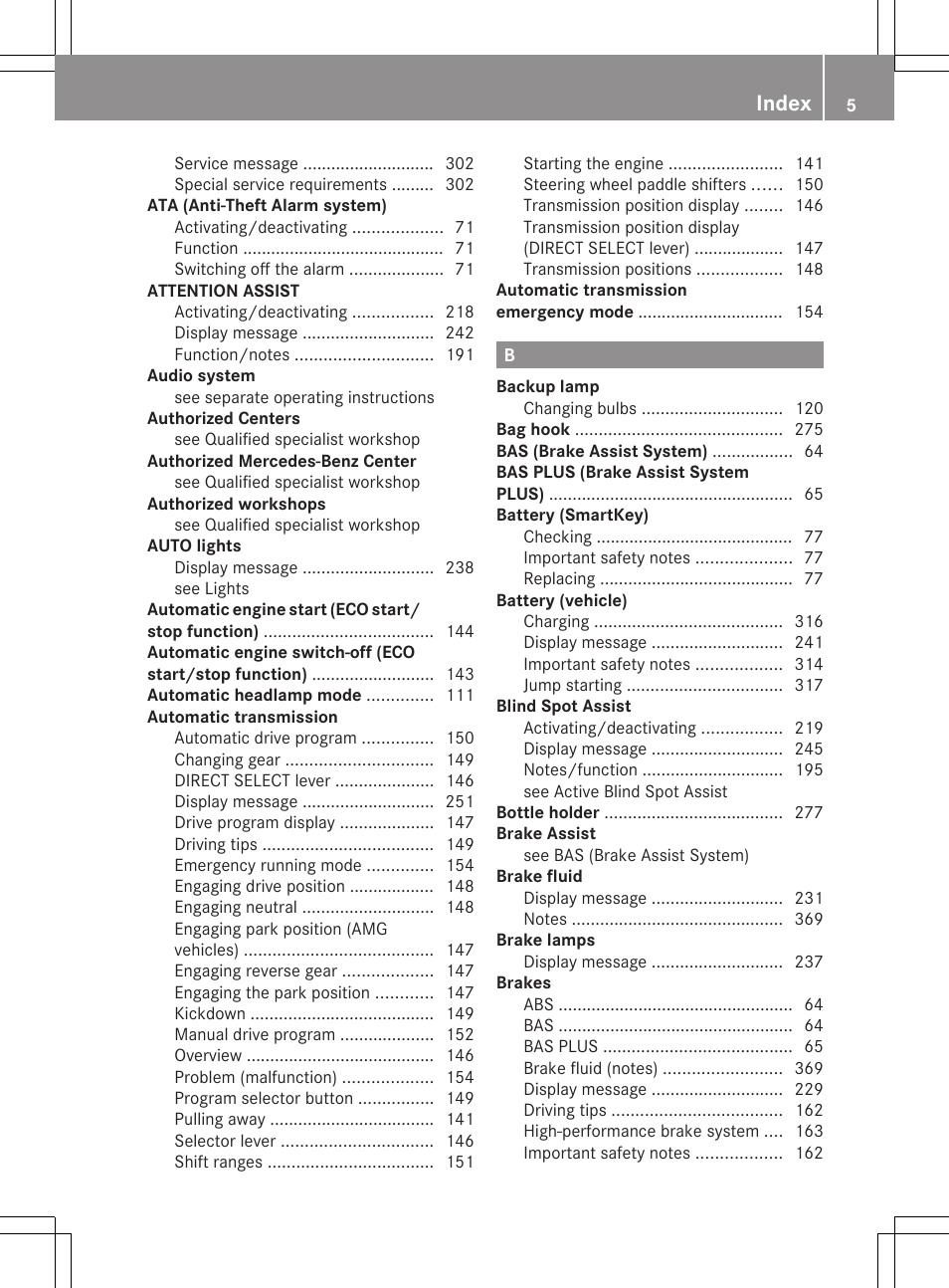 Index | Mercedes-Benz CLS-Class 2013 Owners Manual User Manual | Page 7 / 376