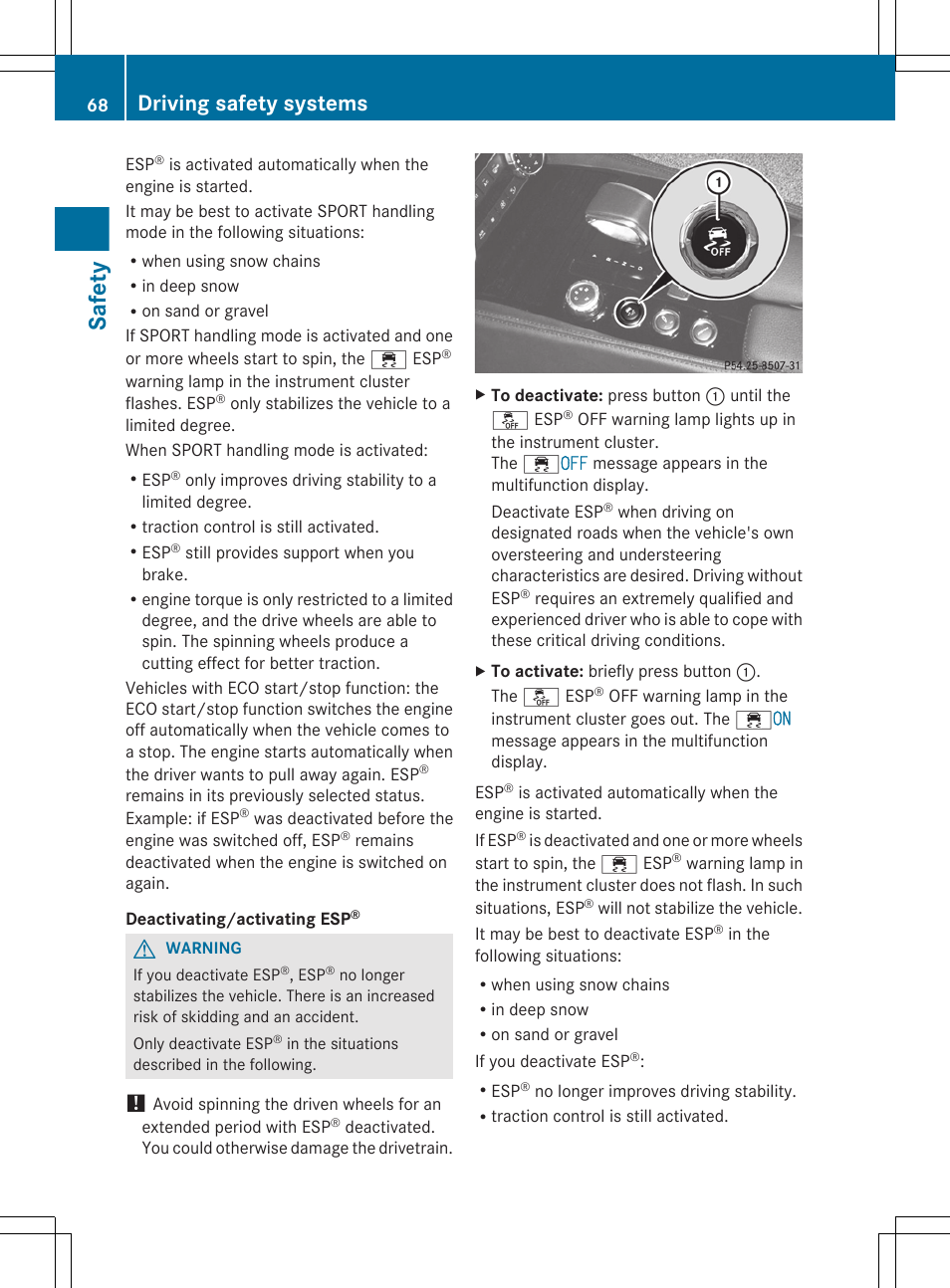 Safety, Driving safety systems | Mercedes-Benz CLS-Class 2013 Owners Manual User Manual | Page 70 / 376