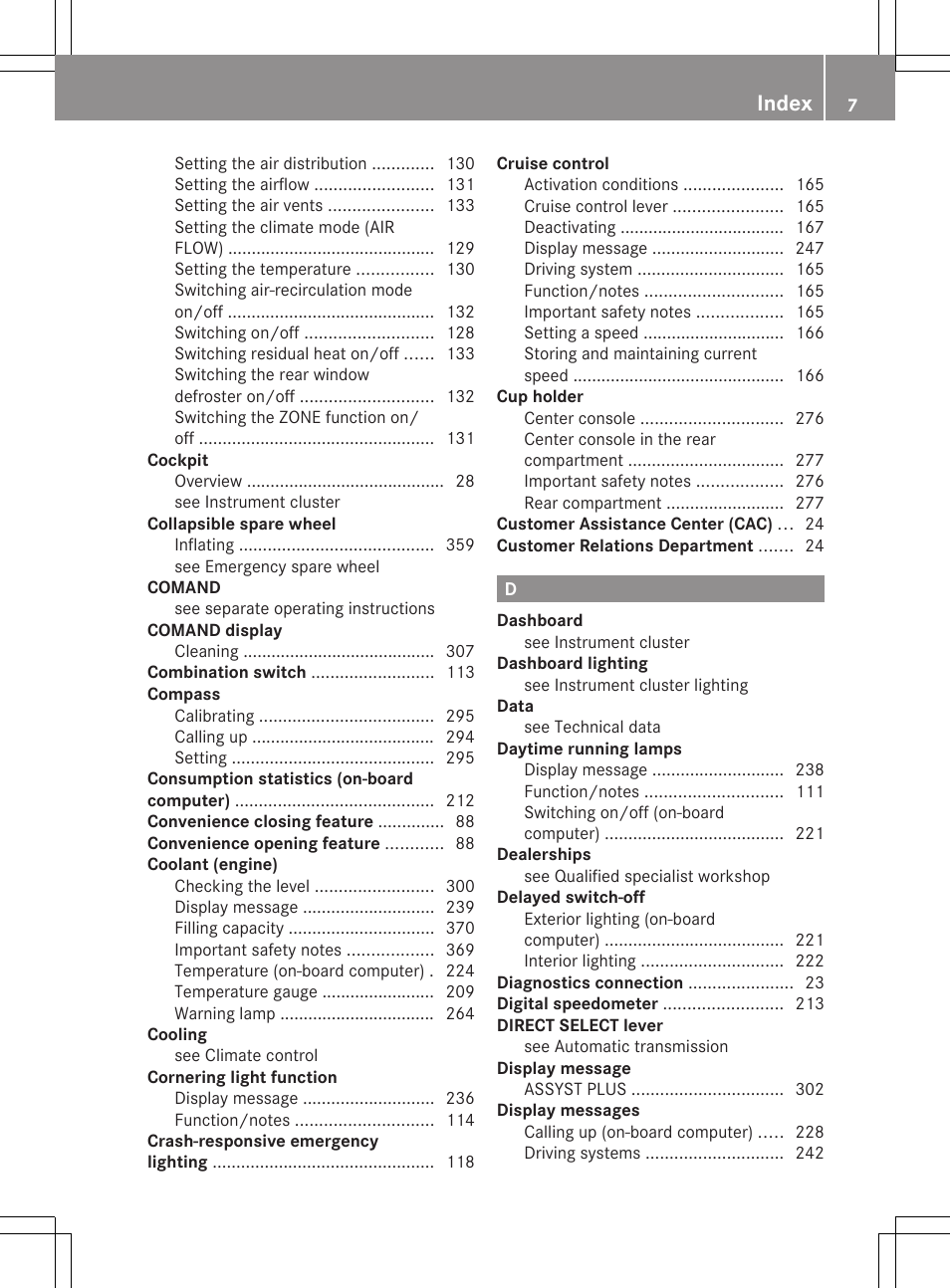 Index | Mercedes-Benz CLS-Class 2013 Owners Manual User Manual | Page 9 / 376